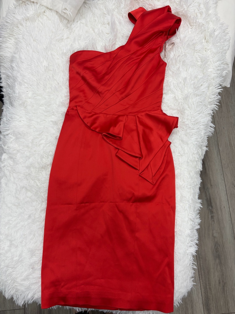 Karen Millen Red One-Shoulder Peplum Cocktail Dress